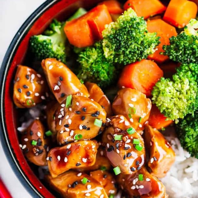 Spicy Teriyaki Chicken Rice Bowl.