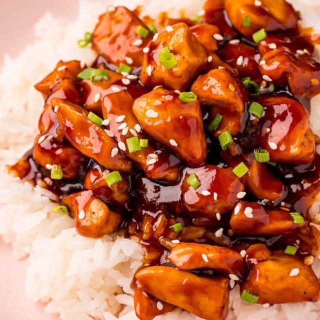 Bourbon Chicken Rice Bowl.